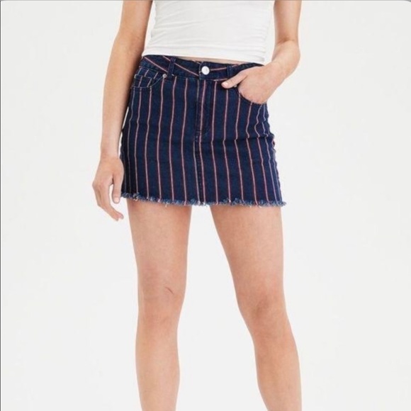 American Eagle High Rise Striped Mini Skirt Size 6 NEW - Picture 1 of 13
